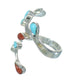 Southwestern Turquoise Coral Genuine Sterling Silver Ring Size 5 QX82877